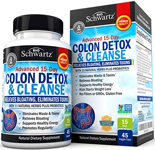 Colon Cleanser Detox for Weight Loss - 15 Day Fast-Acting Extra-Strength Cleanse with Probiotic & Natural Laxatives for Constipation Relief & Bloating Support - Detoxify & Energy Boost Pills - 45ct